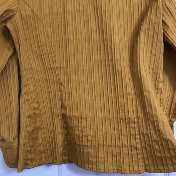Laura Petites Button Down Collar Long Sleeve Top S Blouse Mustard Yellow Gold - Picture 8 of 12